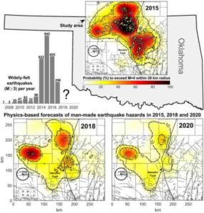 This image shows widely-felt earthquakes that struck north-central Oklahoma and southern Kansas