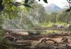 Deep-time evolution of animal life on islands A reconstruction of the Eocene of Turkey, where the small marsupial was found. Besides the marsupials, the fauna includes embrithopods (the rhino-like animals of the background, more related to elephants and sea cows), pleuraspidotheriids (primitive ungulates with a deer/dog look), a group of primates called omomyids, bats, tortoises and crocodiles. Credit: Oscar Sanisidro | University of Kansas