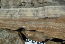 Evolution: South Africa’s hominin record is a fair-weather friend Field photograph of massive flowstone layers from one of the South African hominin caves, with red cave sediments underneath.