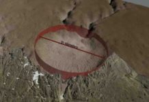 Huge Crater Discovered in Greenland Map of the bedrock topography beneath the ice sheet and the ice-free land surrounding the Hiawatha impact crater.