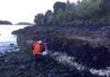 White line of algae deaths marks uplift in 2016 Chilean earthquake Ed Garrett of Durham University examines bleached coralline algae related to the the 2016 magnitude 7.6 Chiloé earthquake in Chile. Credit: Martin Brader