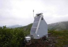Transportable Array station P19K is one of the closest stations to the Iniskin earthquake origin. Solar panels power the station, and the seismometer is buried in a specially drilled borehole to insulate it from surface noise. Photo taken in 2017 during a service site visit by Incorporated Research Institutions for Seismology (IRIS). IRIS manages the Transportable Array station installation and maintenance. Credit: Doug Bloomquist, IRIS
