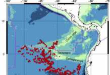 MERMAIDs reveal secrets from below the ocean floor Floating seismometers dubbed MERMAIDs -- Mobile Earthquake Recording in Marine Areas by Independent Divers -- reveal that Galapagos volcanoes are fed by a mantle plume reaching 1,900 km deep. By letting their nine MERMAIDs float freely for two years, an international team of researchers created an artificial network of oceanic seismometers that could fill in one of the blank areas on the global geologic map, where otherwise no seismic information is available. Drifting a mile below the surface, MERMAIDs cover a large area. The red circles show where a MERMAID picked up a seismic signal. Credit: Courtesy of the researchers