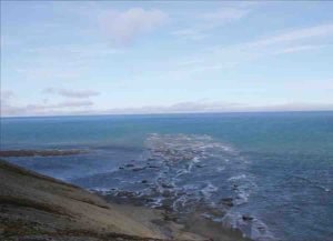 From the field on Svalbard, showing an ancient channel extending into the Barents Sea.