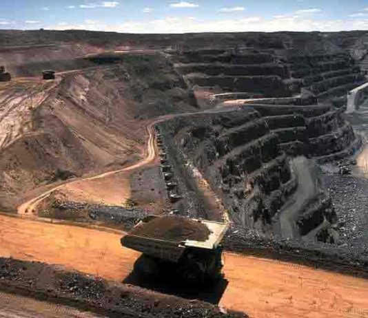Open cut hard rock mining, Kalgoorlie, Western Australia.