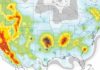 Earthquakes are triggered well beyond fluid injection zones USGS map highlights earthquake risk zones. Blue boxes indicate areas of high activity of human-caused earthquake due to deep bore fluid injection.