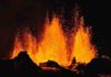 ‘Crystal clocks’ used to time magma storage before volcanic eruptions Magma erupting at the Holuhraun lava field in August 2014. Credit: Bob White