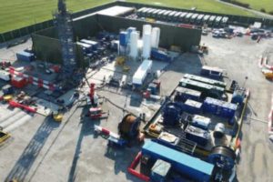 Aerial view of the hydraulic fracturing rig at Cuadrilla’s Preston New Road site. Credit: Matthew Hampson, Cuadrilla Resources Ltd