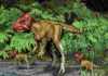 An artist’s rendering of Auroraceratops shows its bipedal posture as well as the beak and frill that characterize it as a member of the horned dinosaurs. Paleontologists from Penn led a team in characterizing this species, discovered in China