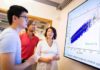 Predicting the strength of earthquakes Marine Denolle (right) and her team, including Jiuxun Yin (left) and Brad Lipovsky, created numerical models to predict an earthquake’s final magnitude 10 to 15 seconds faster than today’s best algorithms. Credit: Stephanie Mitchell/Harvard Staff Photographer