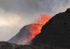 The ‘universal break-up criterion’ of hot, flowing lava? Lava fountains at Kilauea in Hawaii created a spatter cone, which was estimated to be 180 feet tall in this June 2018 photo. Credit: U.S. Geological Survey