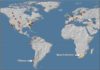 New research supports hypothesis that asteroid contributed to mass extinction A world map that shows where similary platinum spikes have been discovered in the world. The latest discovery is at the Wonderkrater site in Limpopo Province, South Africa. Credit: Francis Thackeray/Wits University
