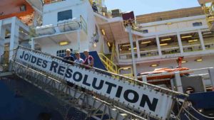 The cruise is led by Ursula Röhl of MARUM (left) and Debbie Thomas of Texas A&M University (right). They are supported by the Expedition Project Manager Laurel Childress.