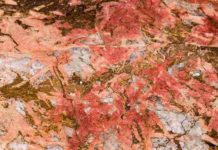 Where is the greatest risk to our mineral resource supplies? Bastnaesite (the reddish parts) in Carbonatite. Bastnaesite is an important ore for rare earth elements, one of the mineral commodities identified as most at-risk of supply disruption by the USGS in a new methodology. Credit: Scott Horvath, USGS