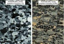 Researchers unravel the mystery of non-cotectic magmatic rocks Photomicrographs showing anorthosites with 'correct' and 'wrong' proportions of chromite from the Bushveld Complex, South Africa. Credit: Wits University