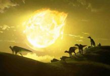 Dinosaur-dooming asteroid struck earth at ‘deadliest possible’ angle Original artwork depicting the moment the asteroid struck in present-day Mexico. Credit: Chase Stone