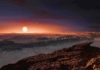 Study finds a (much) earlier birth date for tectonic plates This artist’s impression shows a view of the surface of the planet Proxima b orbiting the red dwarf star Proxima Centauri, the closest star to the Solar System. The double star Alpha Centauri AB also appears in the image to the upper-right of Proxima itself. Proxima b is a little more massive than the Earth and orbits in the habitable zone around Proxima Centauri, where the temperature is suitable for liquid water to exist on its surface. (Illustration by ESO/M. Kornmesser)
