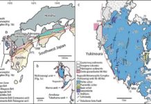 Japan’s geologic history in question after discovery of metamorphic rock microdiamonds Location and geological map of Yukinoura district, Saikai City, Nagasaki Prefecture, Japan. Credit: Professor Tadao Nishiyama