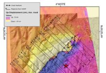 The Le Teil earthquake provides new insights on seismic risk in France and Western Europe Surface displacement mapped using InSAR satellite imaging data. Along the fault, the ground was either raised (southeast) or collapsed (northwest). The star designates the epicentre. Credit: Jean-François RITZ et al