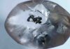 Uncovering new understanding of Earth’s carbon cycle A rough diamond from Kankan, Guinea, that was analyzed in a new study led by a PhD student at the U of A. The imperfections inside the diamond are small inclusions of a mineral called ferropericlase, which is from the lower mantle. Credit: Anetta Banas