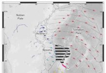 East African Rift System is slowly breaking away, with Madagascar splitting into pieces Final model for the East African Rift System. Hashed lines indicate newly discovered broad deforming zone. Arrows represent predicted tectonic plate motions. ABFZ—Andrew Bain Fracture Zone; IFZ—Indomed Fracture Zone; RSZ—Ranotsara shear zone. Figure created by D.S. Stamps.
