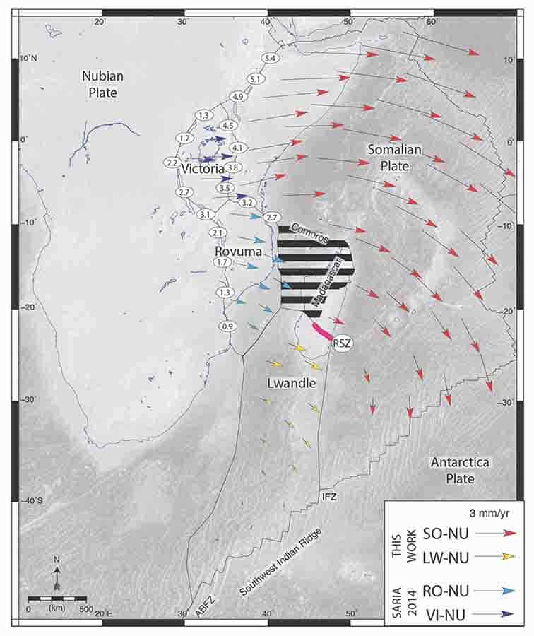 East African Rift System is slowly breaking away, with Madagascar splitting into pieces