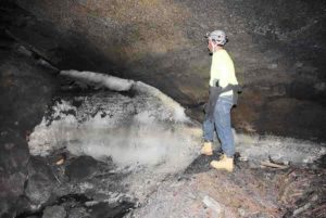 USF geosciences professor Bogdan Onac is pictured with ice deposit in New Mexico. Credit: University of South Florida