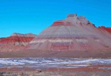 How rocks rusted on Earth and turned red The colorful banded Tepees are part of the Blue Mesa Member, a geological feature about 220 million to 225 million years old in the Chinle Formation in Petrified Forest National Park in Arizona. Credit: NPS