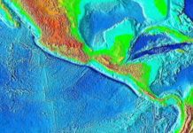 Subduction may recycle less water than thought The Middle America Trench, seen here as a dark blue strip off the Pacific coast of Central America, is a surface feature of a subduction zone extending from Mexico to Costa Rica. Credit: NOAA