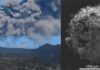 How do you know where volcanic ash will end up? Volcanic plume associated with the April-May 2010 eruption of Eyjafjallajökull volcano (Iceland) and Scanning Electron Microscope image of a typical ash cluster made of micrometric volcanic particles collected on an adhesive paper during fallout. © UNIGE, Costanza Bonadonna