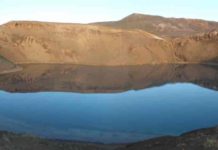 Hidden magma pools pose eruption risks that we can’t yet detect Viti Crater (formed in the 1724 event), where the Iceland Deep Drilling Project accidentally drilled into magma in 2009. They were drilling there originally to explore the potential for geothermal energy. Credit: Shane Rooyakkers.