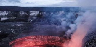 A view of Kīlauea’s summit lava lake. The lava lake is contained within a crater, which is set within the larger Halema‘uma‘u Crater. New research aims to understand the activity that led to the eruption in 2018 in Kīlauea’s lower East Rift Zone. Credit: USGS