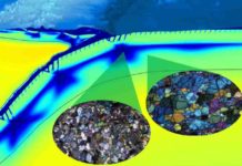 Crushed resistance: Tectonic plate sinking into a subduction zone The model offers new insights into how the plate subducted under Japan breaks into segments by bending and thereby crushing olivine grains on its underside. (Graphic: Taras Gerya / ETH Zurich)
