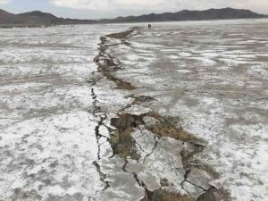 A ruptured fault in Searles Valley, California, after the 2019 Ridgecrest earthquakes. A study of earthquakes led by The University of Texas at Austin found that seismic shockwaves are shaped by jagged faults and the debris wedged between them. Credit: Ben Brooks/USGS