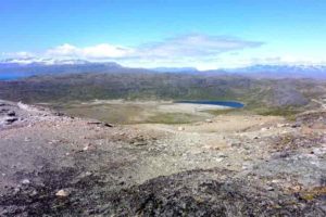 Igánâq, Greenland: view to the southwest from the Igánâq summit (~540m) towards Tunulliarfik and the snowy peaks of Ilímaussaq. Credit: University of St Andrews