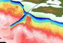 Big data imaging shows rock’s big role in channeling earthquakes in Japan The Kumano Pluton in southern Japan appears as a red bulge (indicating dense rock) in the center of a new 3D visualization by The University of Texas at Austin. The pluton is large enough to interfere with the nearby Nankai subduction zone and the region’s earthquakes. Credit: Adrien Arnulf