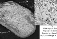 Giant impact crater in Greenland occurred a few million years after dinosaurs went extinct Zircon Crystals of the mineral zircon are tiny time-capsules that record the age of many events in Earth’s history. Dating zircon crystals like this was one of the two methods used to calculate the age of the Hiawatha impact crater. Illustration: Gavin Kenny, Swedish Museum of Natural History.