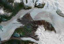 Landslides can have a major impact on glacier melt and movement Using satellite imagery (shown above) to study the effects of a 2019 landslide on the Amalia Glacier in Patagonia, a University of Minnesota-led research team found the landslide helped stabilize the glacier and caused it to grow by about 1,000 meters over the last three years. Photo credit: Max Van Wyk de Vries