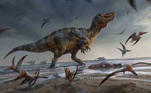 Illustration of White Rock spinosaurid by Anthony Hutchings. Credit: UoS/A Hutchings