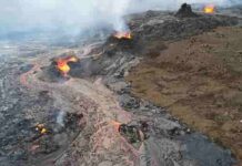 Iceland volcano eruption opens a rare window into the Earth beneath our feet he Fagradalsfjall eruption site viewed from above. The photo shows lava emanating from multiple vents. Tourists for scale. Photograph: Alina V. Shevchenko and Edgar U. Zorn, GFZ Germany