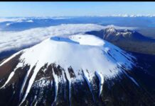 Research reveals magma activity beneath Mount Edgecumbe Mount Edgecumbe rises in the foreground with Crater Ridge behind and to the north on May 19, 2022. Photo by Max Kaufman/Alaska Volcano Observatory