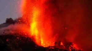 After five decades of dormancy, the Cumbre Vieja volcano on La Palma in the Canary Islands began erupting on Sept. 19, 2021. This image is from October 2021. Credit: Credit: Esteban Gazel/Provided