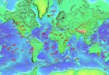Scientists unearth 20 million years of ‘hot spot’ magmatism under Cocos plate Mantle plumes, shown in red, have been identified around the world. (Ingo Wölbern, via Wikimedia Commons)
