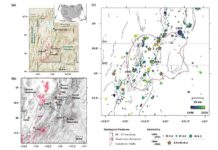 What can central Utah’s earthquake ‘swarms’ reveal about the West’s seismicity? In this overview map of Utah earthquakes, the dotted line marks the approximate location of the transition zone between the Basin and Range province and the Colorado Plateau and the blue rectangle indicates the study area. Historic seismic events in the study area (1900–1981, 4.5 ≤ M ≤ 6.6) from UUSS and USGS catalogs, and location of basins and ranges mentioned in the text. Horizontal purple dashed lines indicate approximate locations of Blue Ribbon (BRT) and Cove Fort (CVT) Transverse Zones (P. D. Rowley, 1998), thin black lines indicate Quaternary faults. MP: Markagunt Plateau Volcanic Field. The larger map (c) shows seismicity in the study area since 1981, ML ≥ 2.5 (UUSS). PHOTO CREDIT: University of Utah