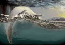 Do some mysterious bones belong to gigantic ichthyosaurs? A reconstruction of a gigantic ichthyosaur - floating dead on the surface of the ocean. Remains of ichthyosaurs have been found in ocean sediment in various places around Europe. Credit: Marcello Perillo/University of Bonn