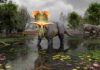 Newly discovered dinosaur boasts big, blade-like horns Reconstruction of Lokiceratops in the 78-million-year-old swamps of northern Montana, as two Probrachylophosaurus move past in the background. Artwork by Fabrizio Lavezzi © Evolutionsmuseet, Knuthenborg