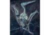 A festive flying reptile family reunion 150 million years in the making UV photography of Pterodactylus. Ultraviolet light reveals remarkable details of the fossil invisible under normal lighting. This famous specimen showcases preserved soft tissues, including the delicate wing membranes, which fluoresce vividly under UV illumination.