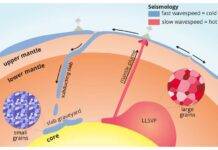 Earth’s mantle reveals hidden treasures Schematic representation of the process of subduction of tectonic plates and of a mantle plume rising from an LLSVP. In the latter, the mineral grains are larger than those in the subducted plates.
