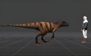 An image from the reconstruction of the dinosaur's movements. Image: Dr A Romilio