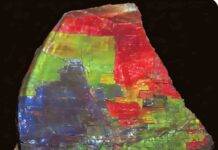 How ammolite gemstones get their vivid colors Ammolite shows (almost) the complete color spectrum. Credit: Gems & Gemology (2001). DOI: 10.5741/gems.37.1.4